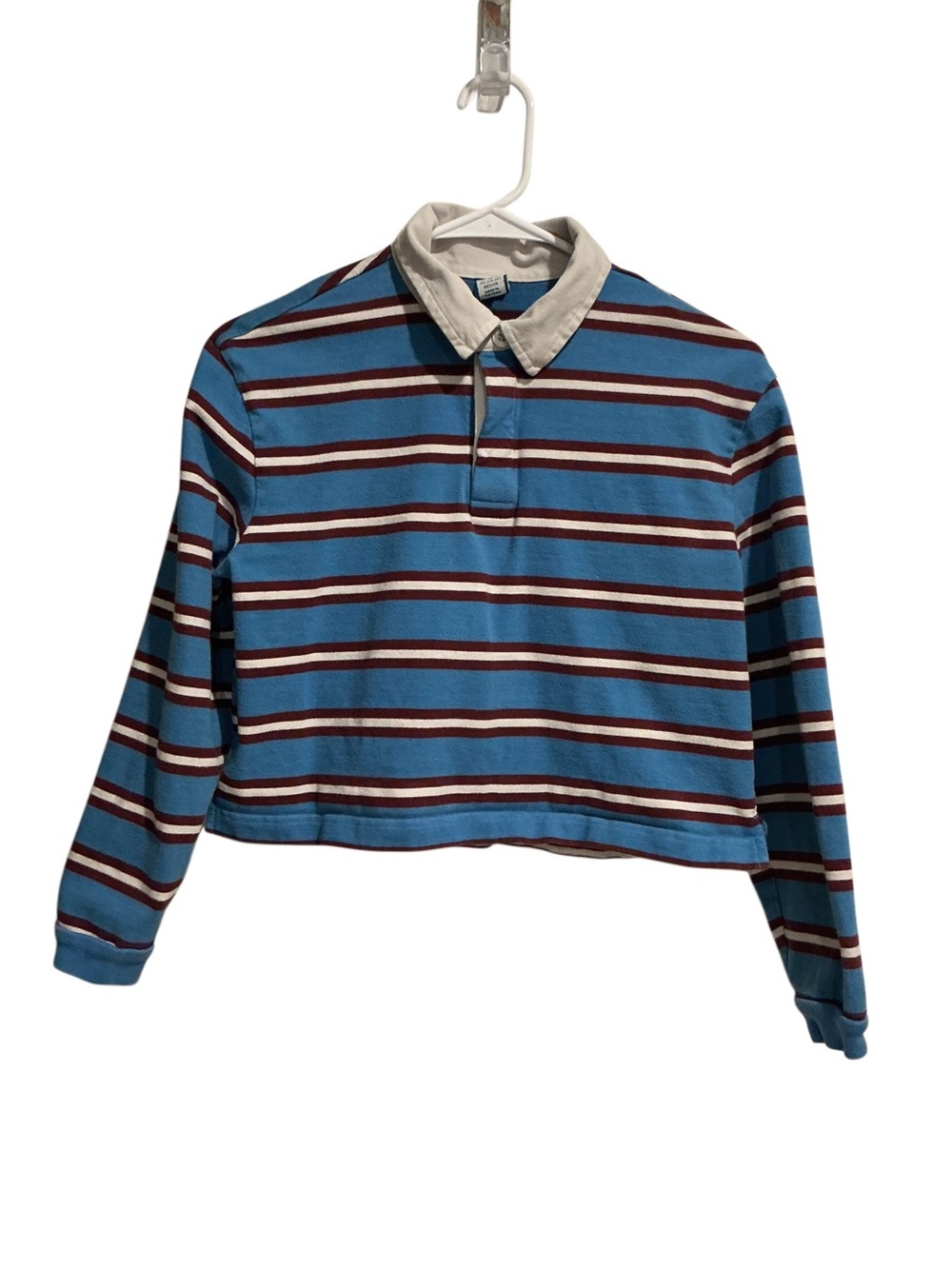 Old Navy Kids Reissue Cropped Rugby Polo Shirt Blue Maroon